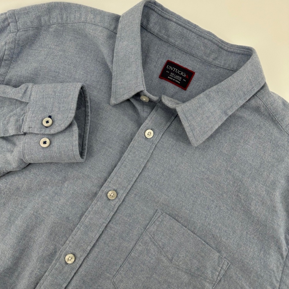 UNTUCKit Button Down Shirt Men's XXL Blue Flannel Long Sleeve Cotton Casual